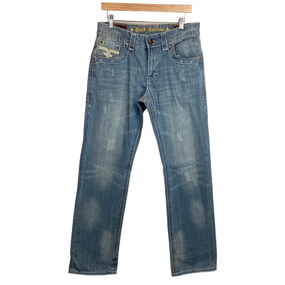 Rock Revival John Straight light wash jeans‎ size 32x33 100% Cotton
